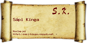 Sápi Kinga névjegykártya